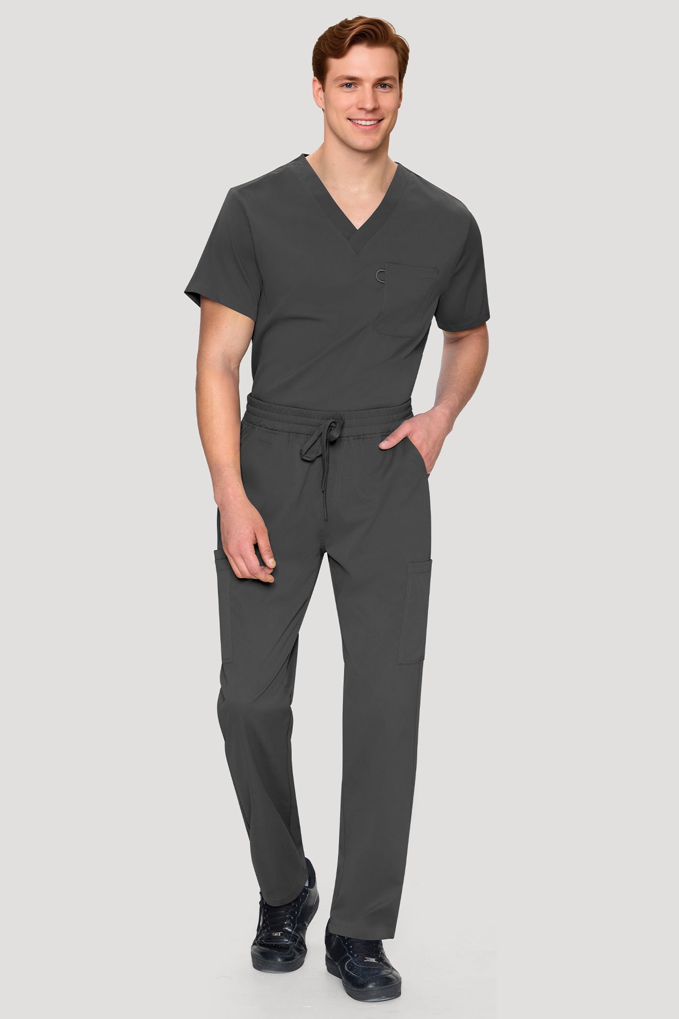 COZYFIT Scrubs for Men Set - V-Neck Scrub Top and Straight Leg Pants with 11 Pockets