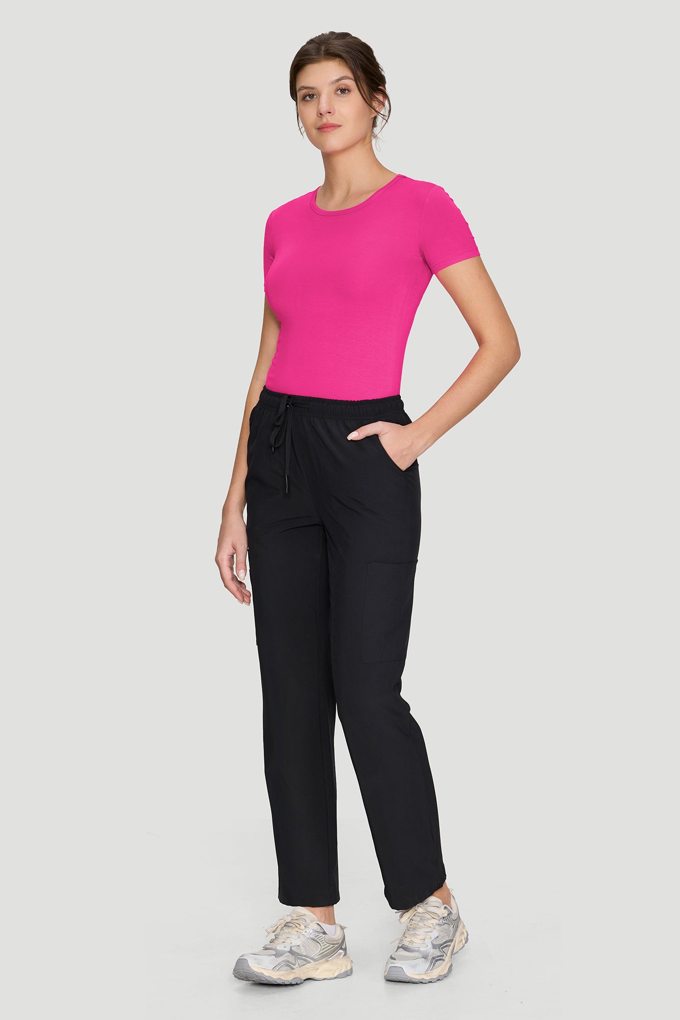 Women's Underscrubs Short Sleeve - Crew Neck Scrubs Tee, Silky Knit Undershirts for Nurse