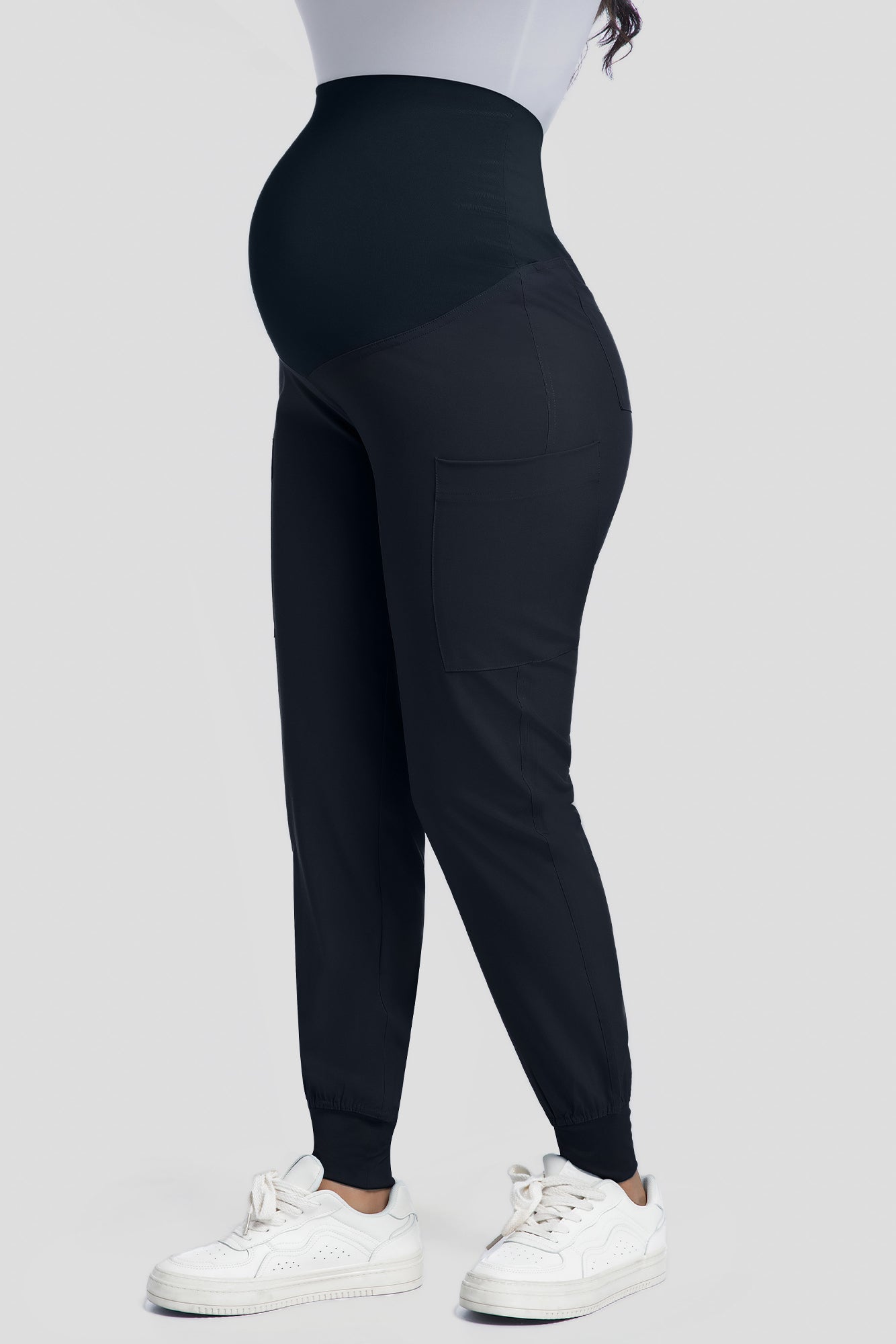COZYFIT Maternity Scrub Pants - Pregnancy Jogger Pants for Women Workwear with Stretch Belly Panel, 4 Pockets