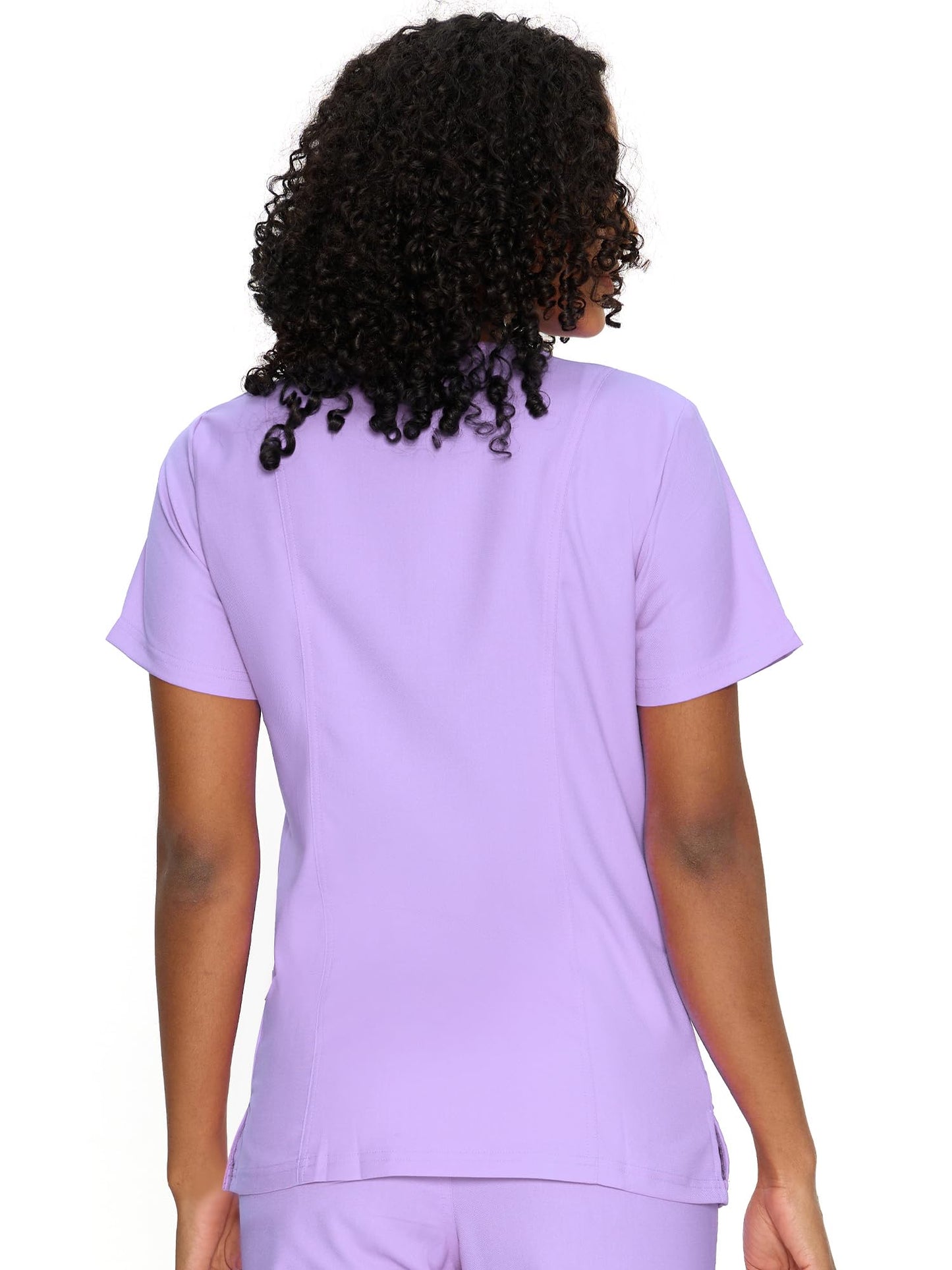Venus Mock Wrap Scrub Top, Light Purple, Back View