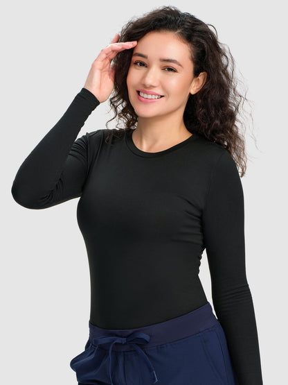 CSDD03 Women's 2-Pack Long-Sleeve Underscrub Top — Black/Black — 2
