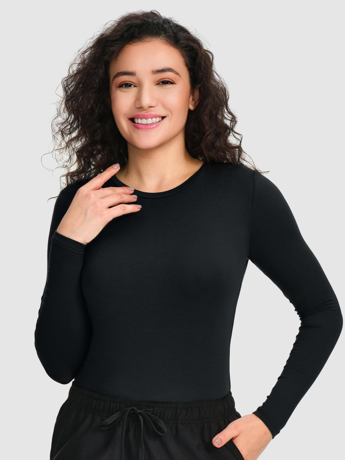 CSDD03 Women's 2-Pack Long-Sleeve Underscrub Top — Black/Black — 5