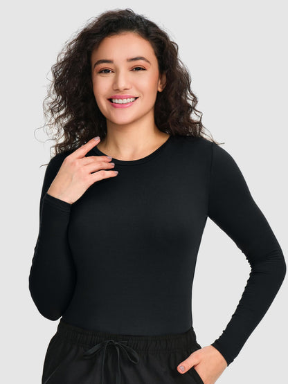CSDD03 Women's 2-Pack Long-Sleeve Underscrub Top — Black/Black — 5