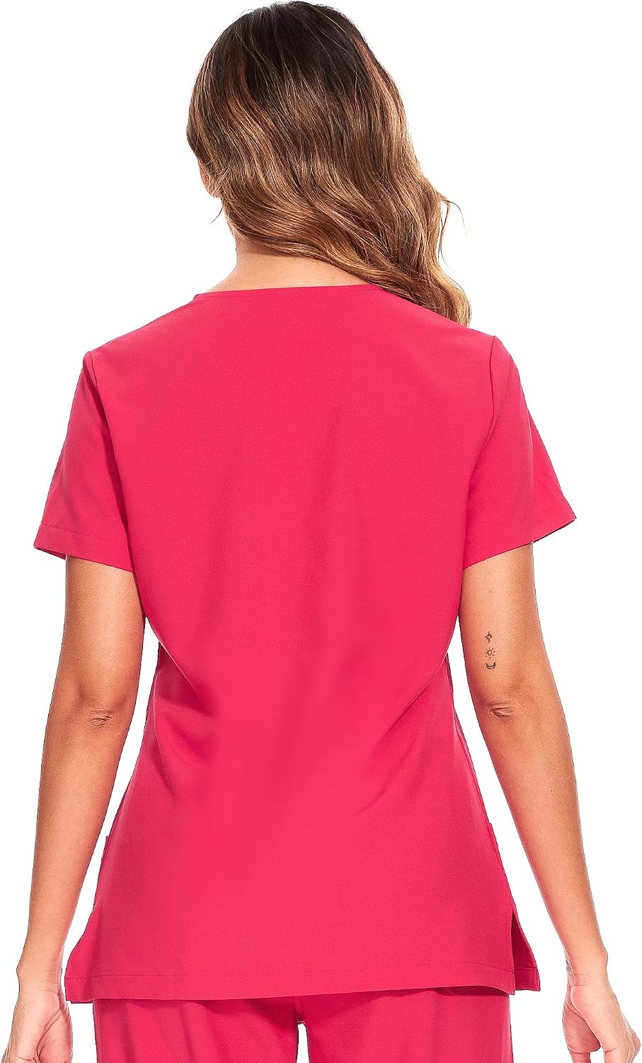 Luna V-Neck Scrub Top — Rose Red — 3