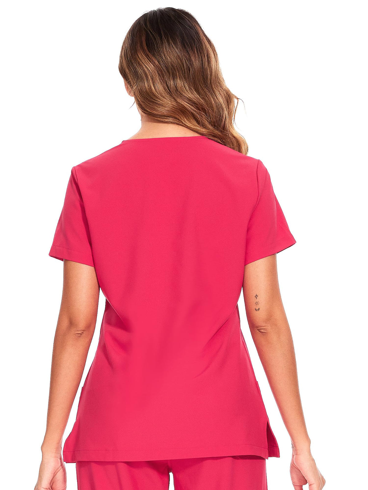 Luna V-Neck Scrub Top — Rose Red — 3