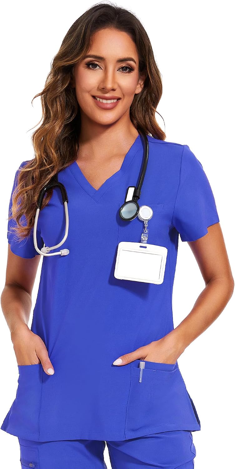 Luna V-Neck Scrub Top — Grape Purple — 1