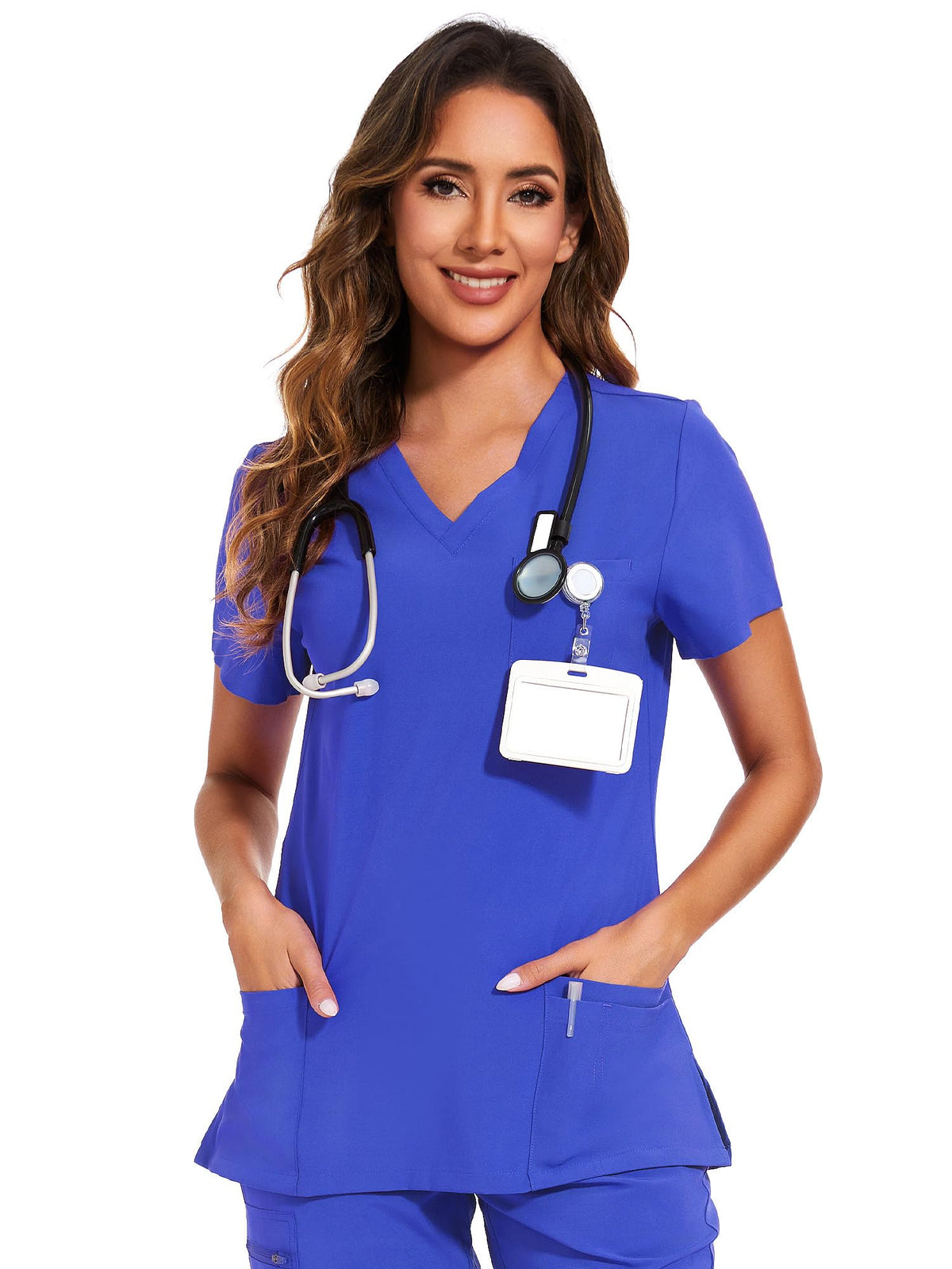 Luna V-Neck Scrub Top — Grape Purple — 1