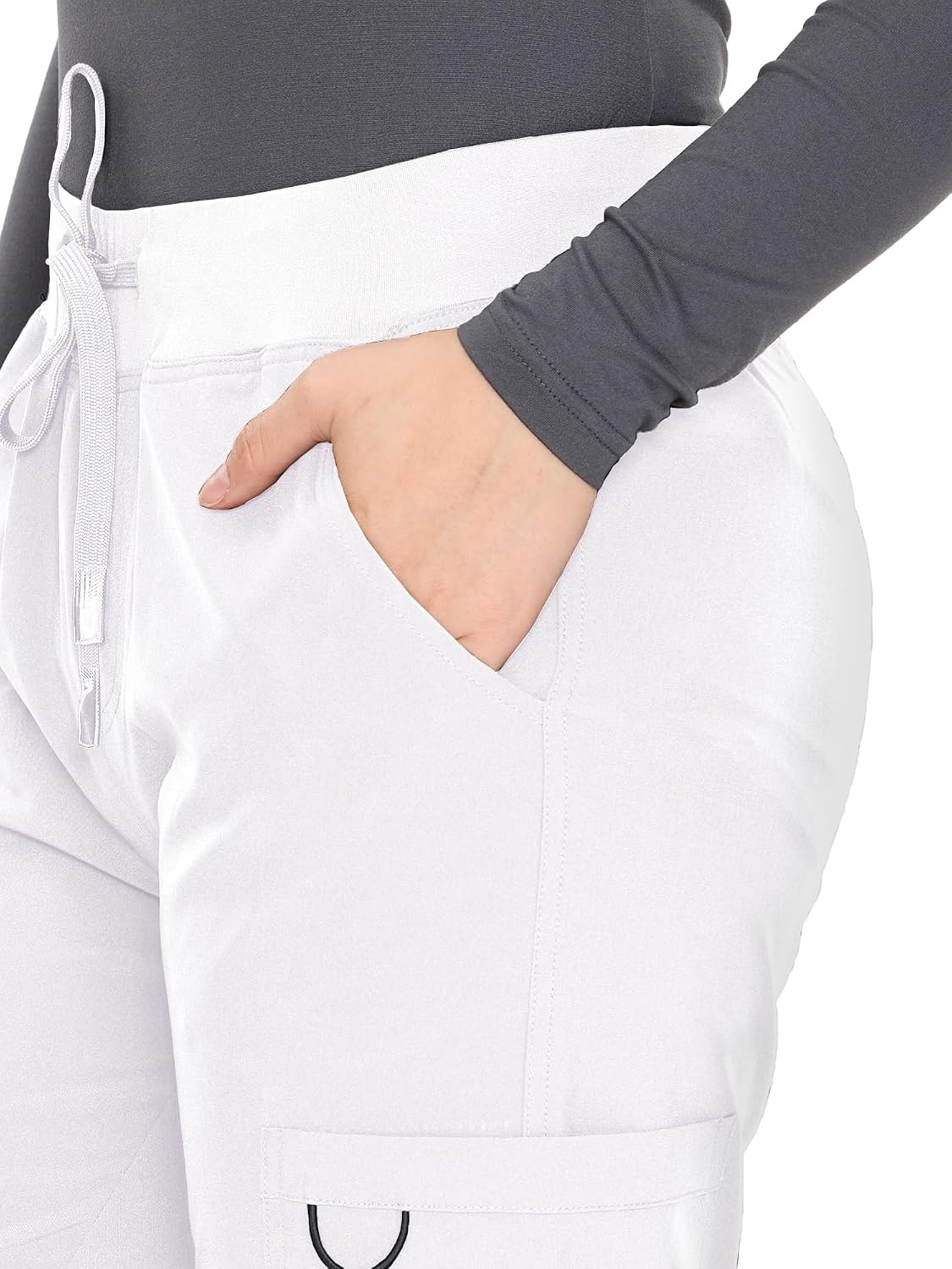 COZYFIT women's white straight-leg cargo scrub pants - image 5