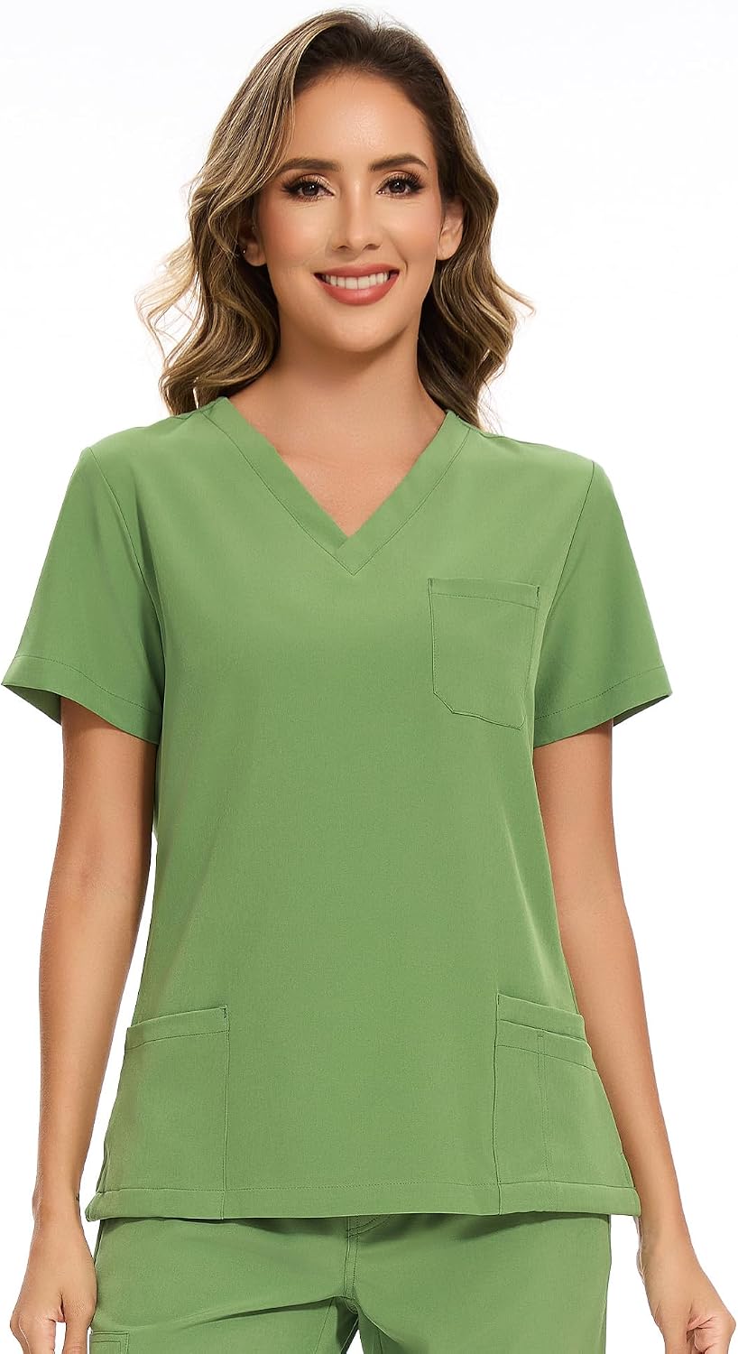 Luna V-Neck Scrub Top — Beanstalk Green — 6