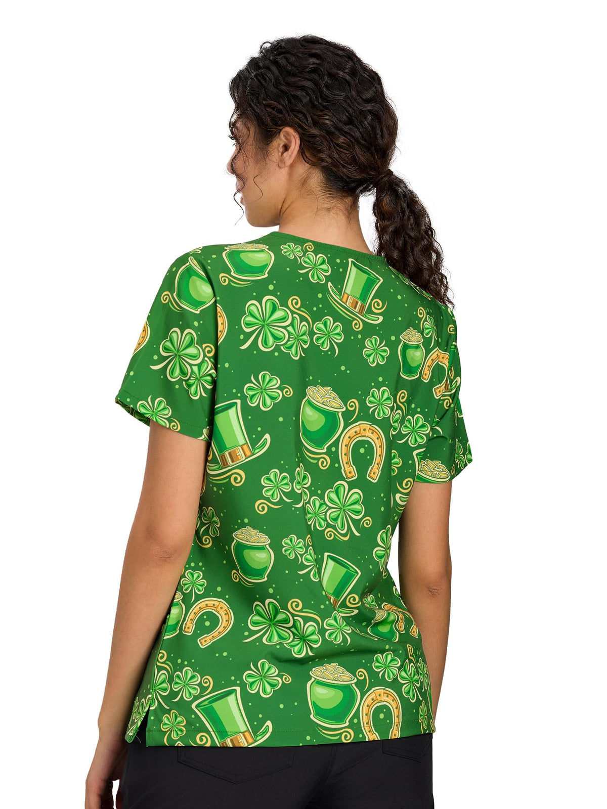 CSYHT01P01 Women's Printed V-Neck Scrub Top — Trifolium — 5
