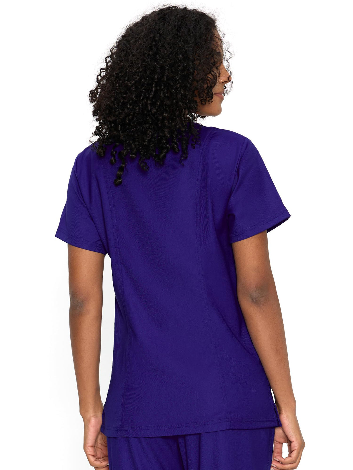 Venus Mock Wrap Scrub Top, Purple, Back View