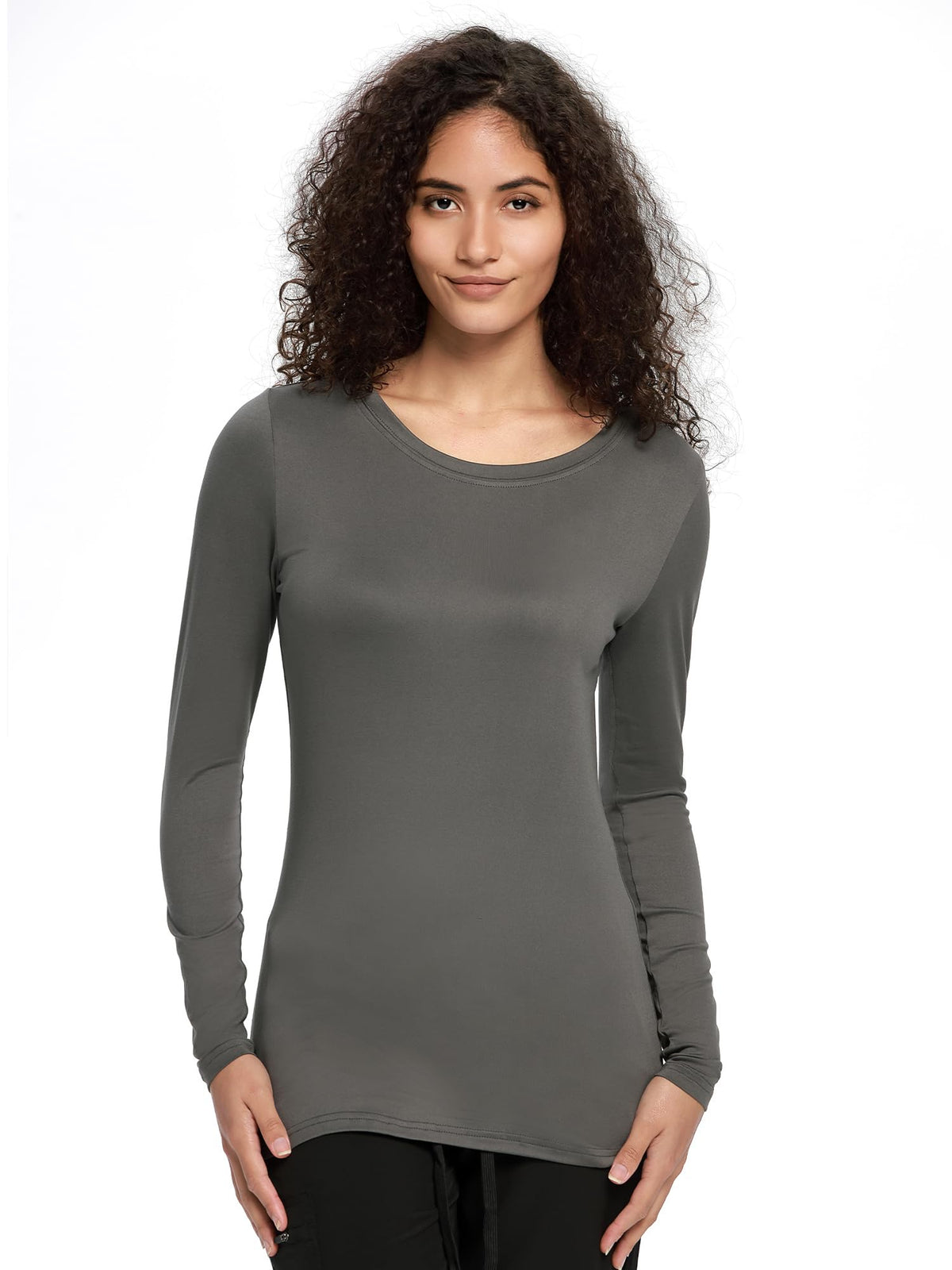 Mira Long Sleeve Crew Neck Underscrub 2-Pack — Grey/Grey — 5