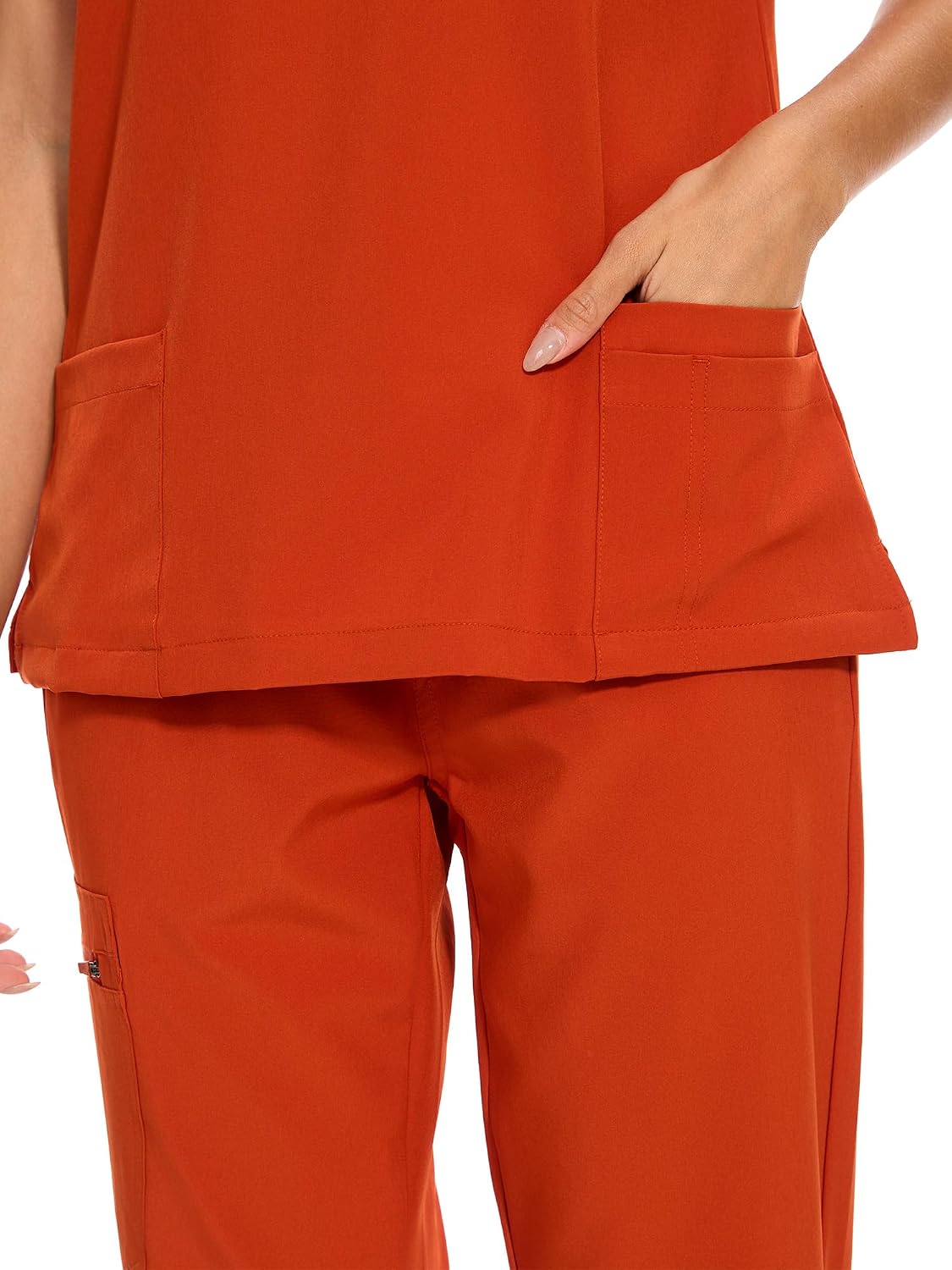 Luna V-Neck Scrub Top — Red Tea — 5