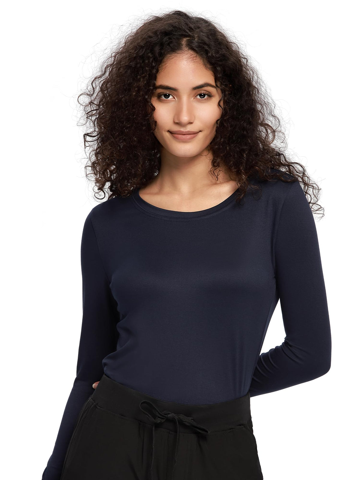 Mira Long Sleeve Crew Neck Underscrub 2-Pack — Navy Blue/Navy Blue — 2