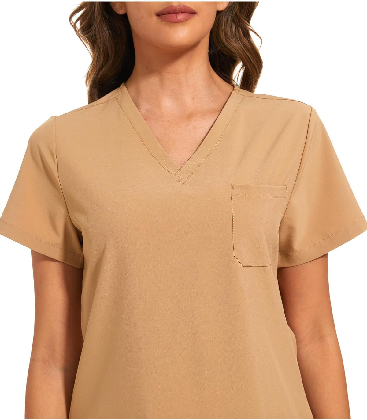 Luna V-Neck Scrub Top — Khaki — 4