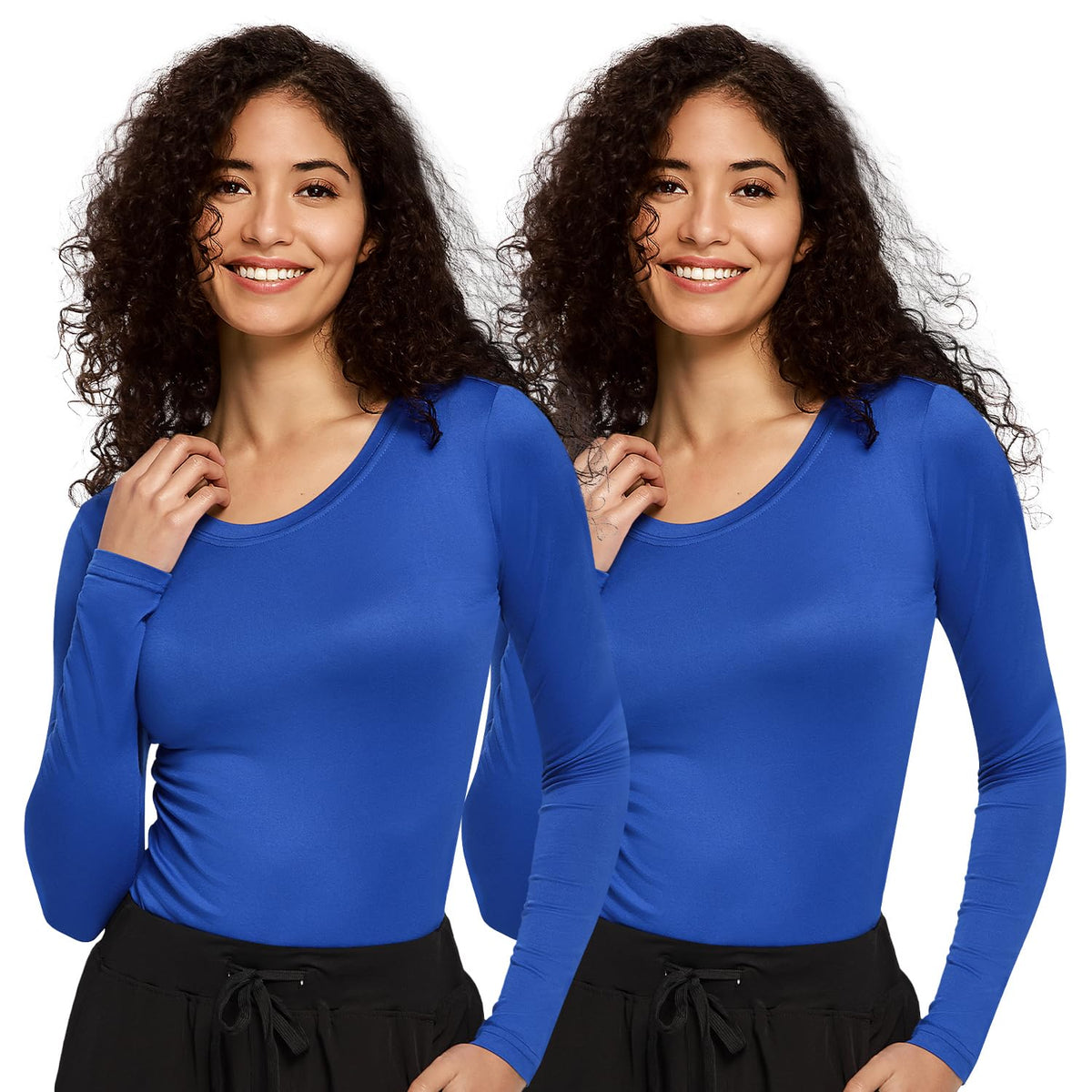 Mira Long Sleeve Crew Neck Underscrub 2-Pack — Royal Blue/Royal Blue — 1