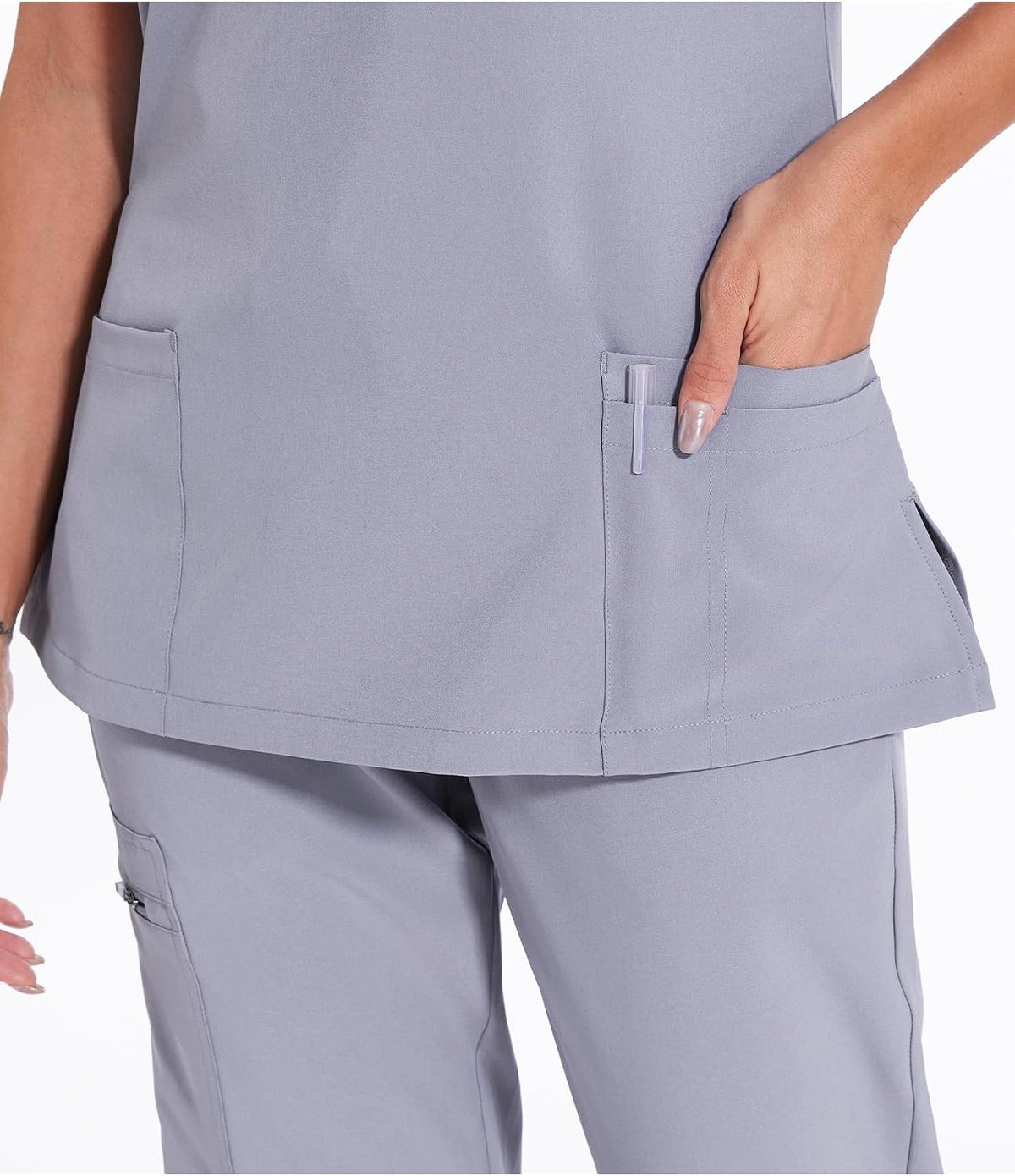Luna V-Neck Scrub Top — Light Grey — 5