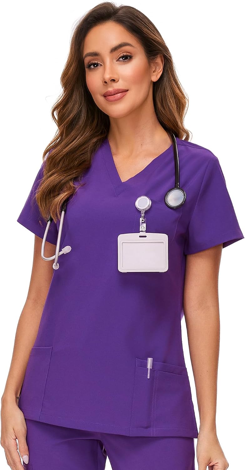 Luna V-Neck Scrub Top — Purple — 1