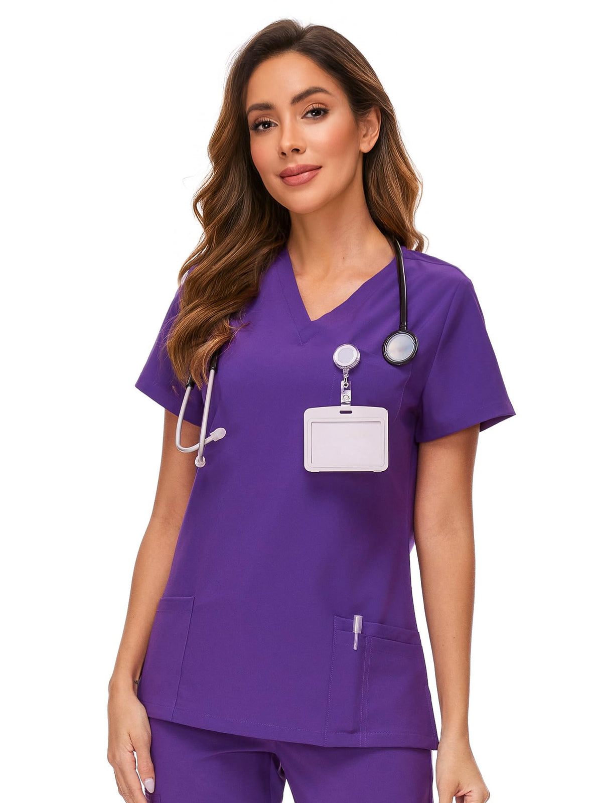 Luna V-Neck Scrub Top — Purple — 1