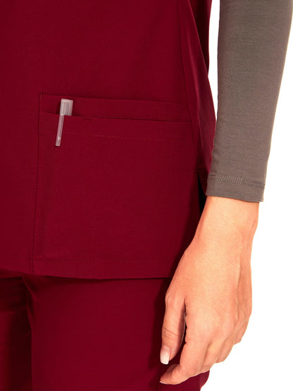 Luna 2-Pack V-Neck Jogger Scrub Set — Black/Burgundy — 6