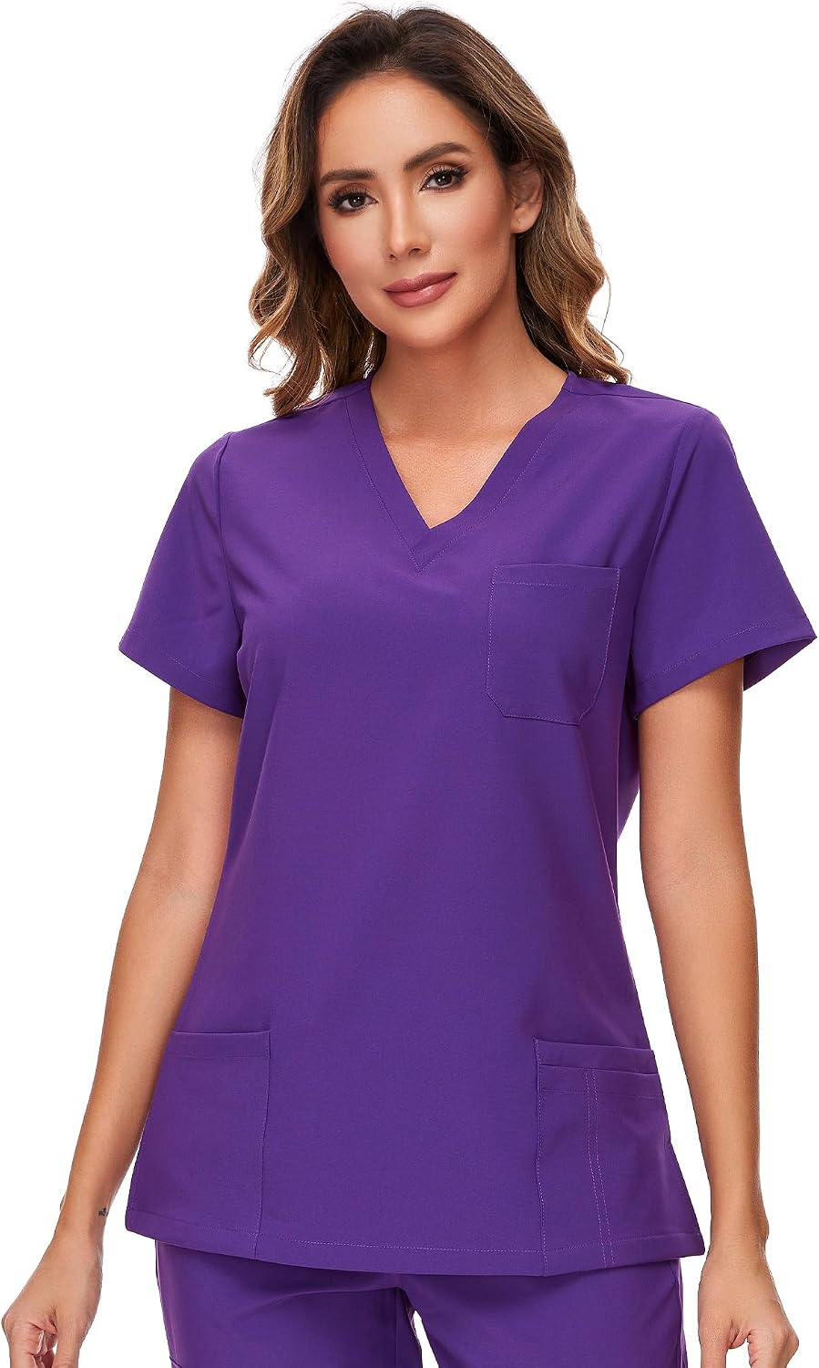 Luna V-Neck Scrub Top — Purple — 6
