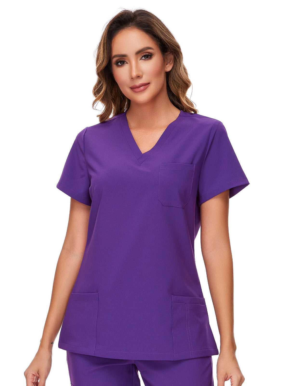 Luna V-Neck Scrub Top — Purple — 6