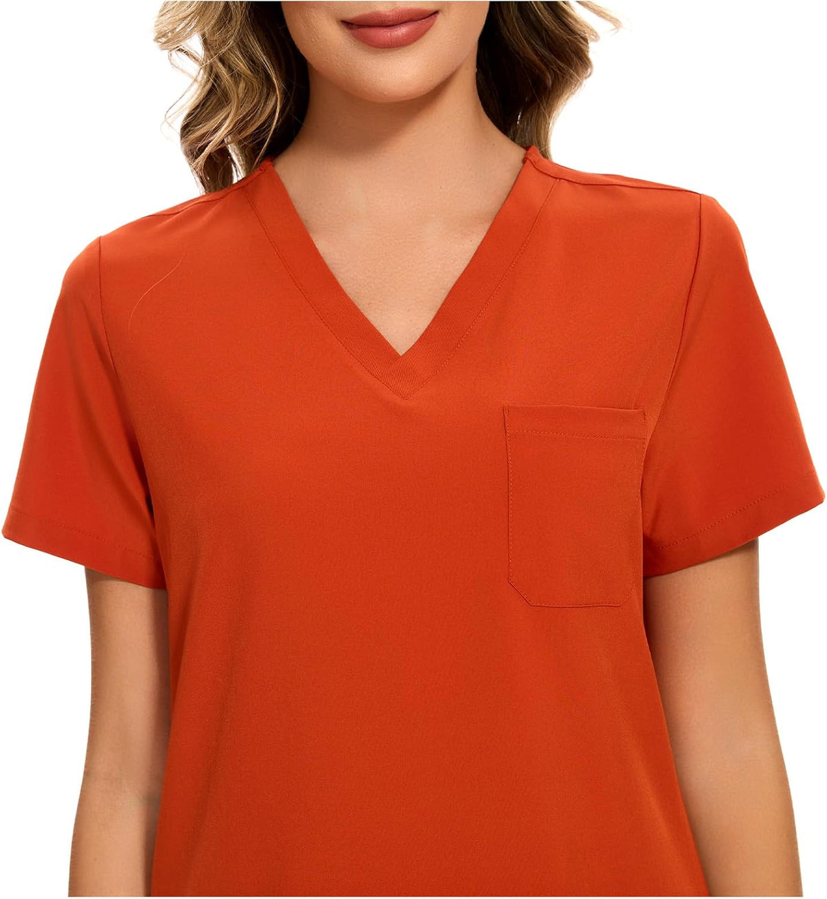 Luna V-Neck Scrub Top — Red Tea — 4