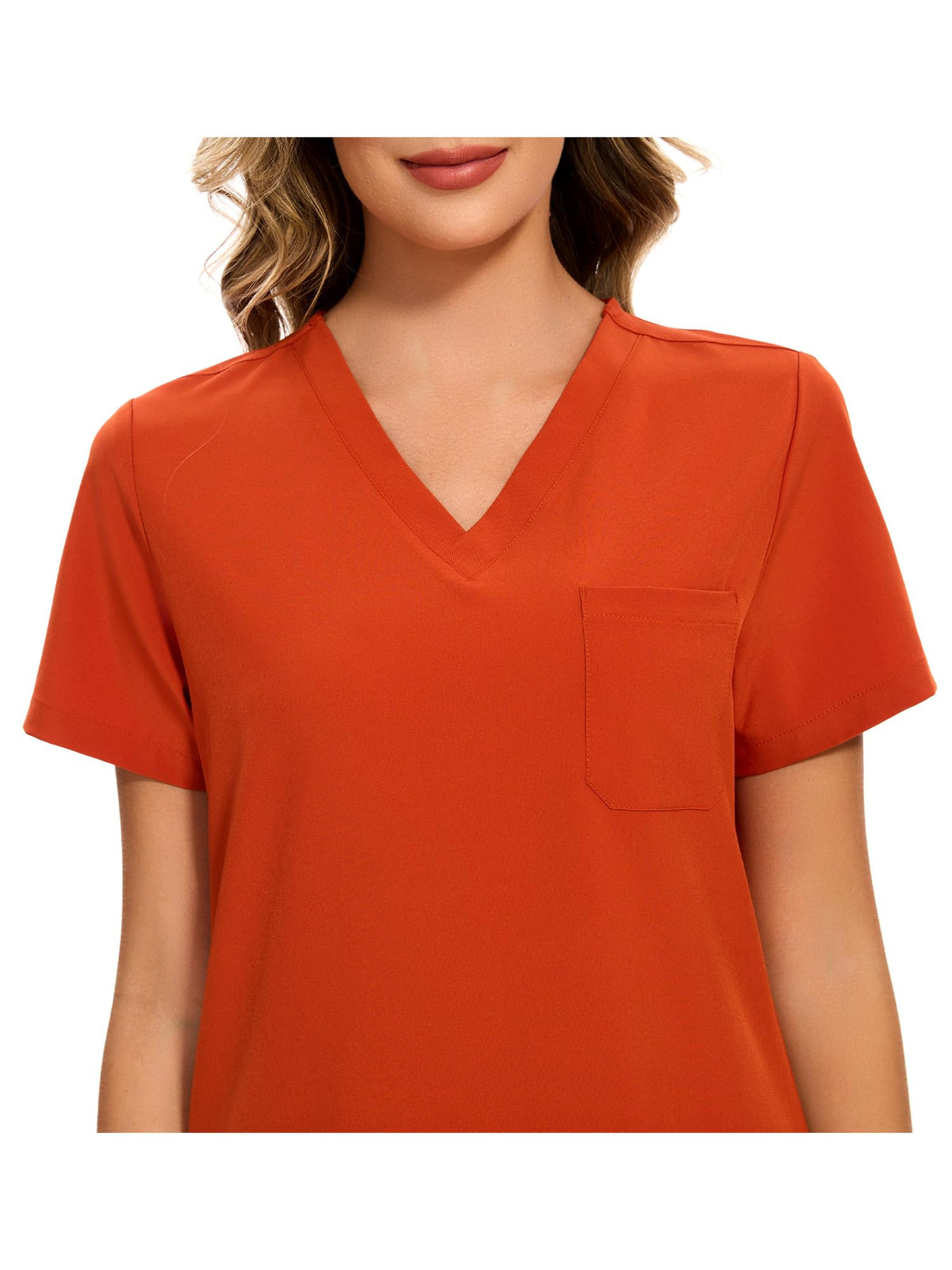 Luna V-Neck Scrub Top — Red Tea — 4