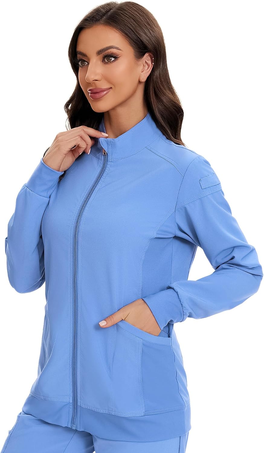 Juno Zip Front Scrub Jacket — True Ceil Blue — 3