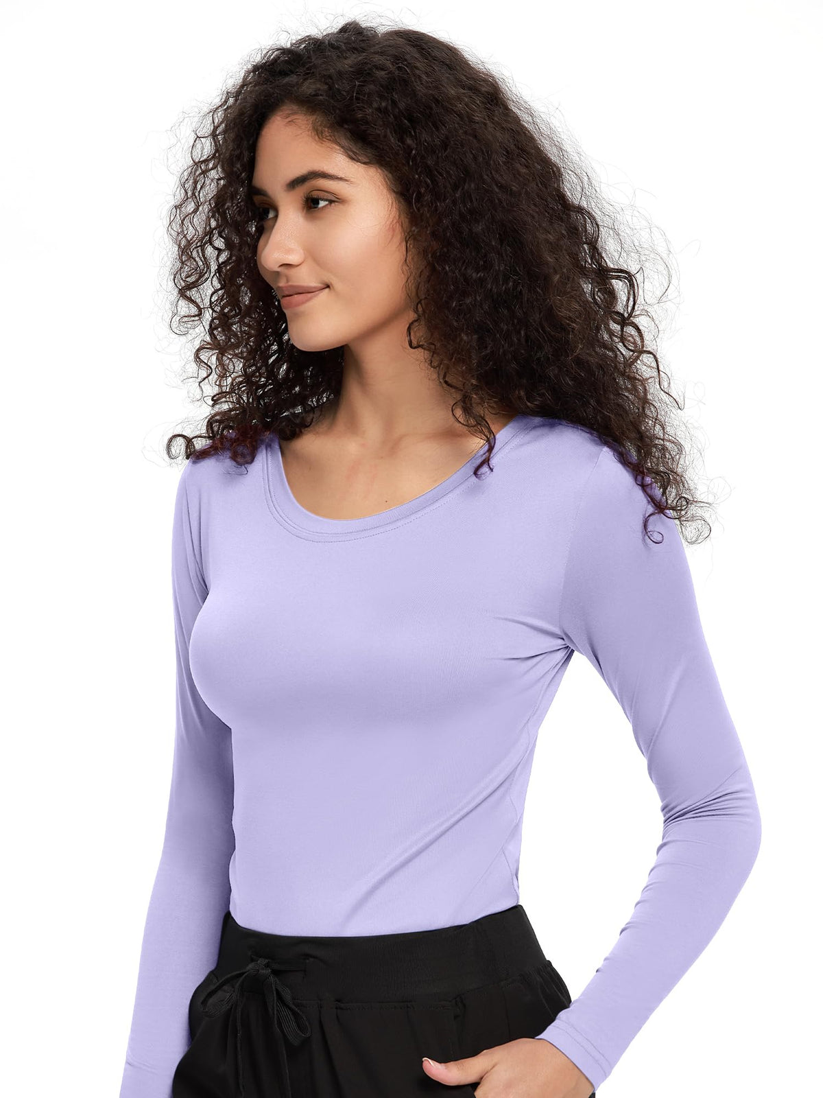 Mira Long Sleeve Crew Neck Underscrub 2-Pack — Light Purple/Light Purple — 4