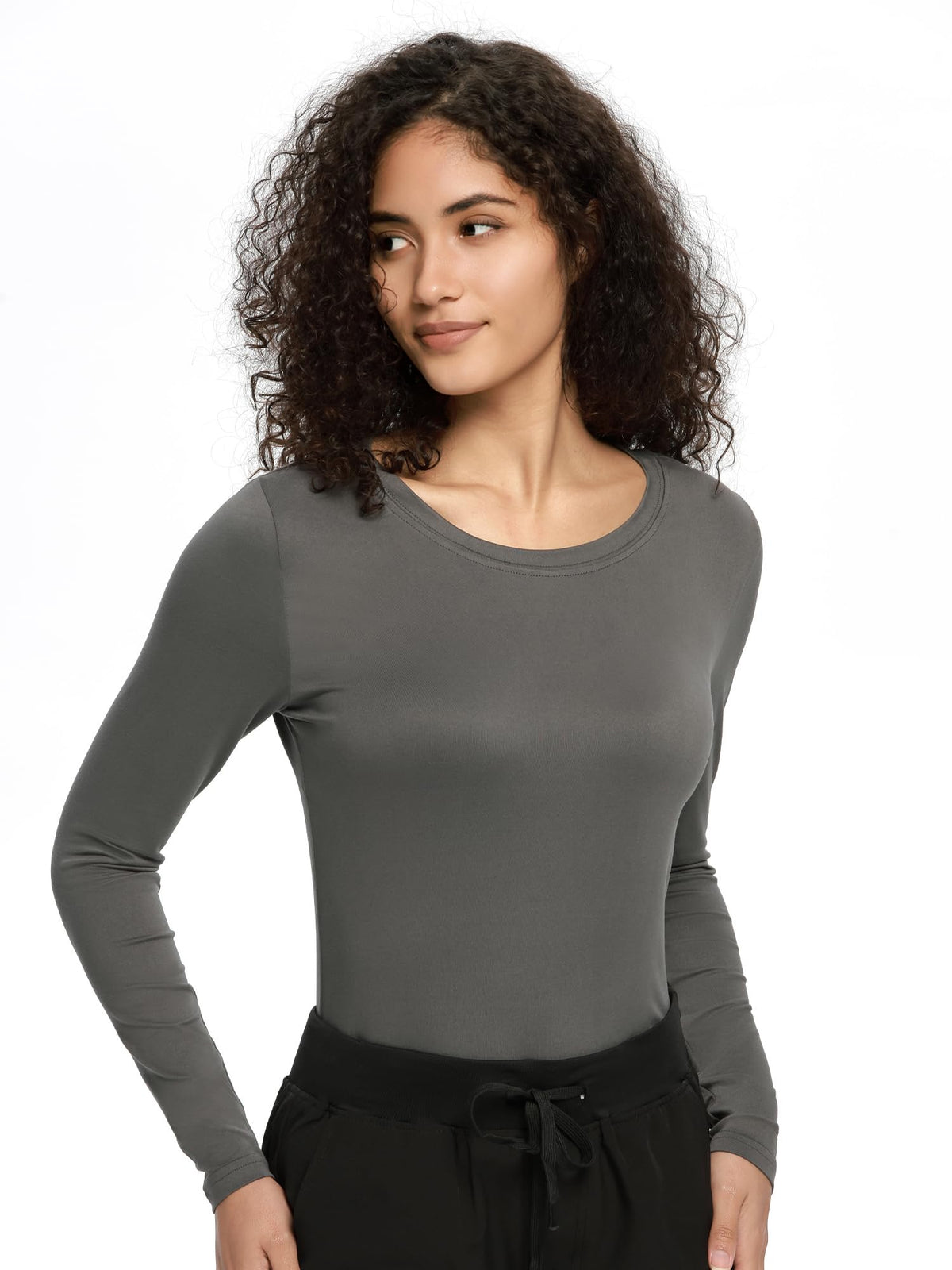 Mira Long Sleeve Crew Neck Underscrub 2-Pack — Grey/Grey — 4
