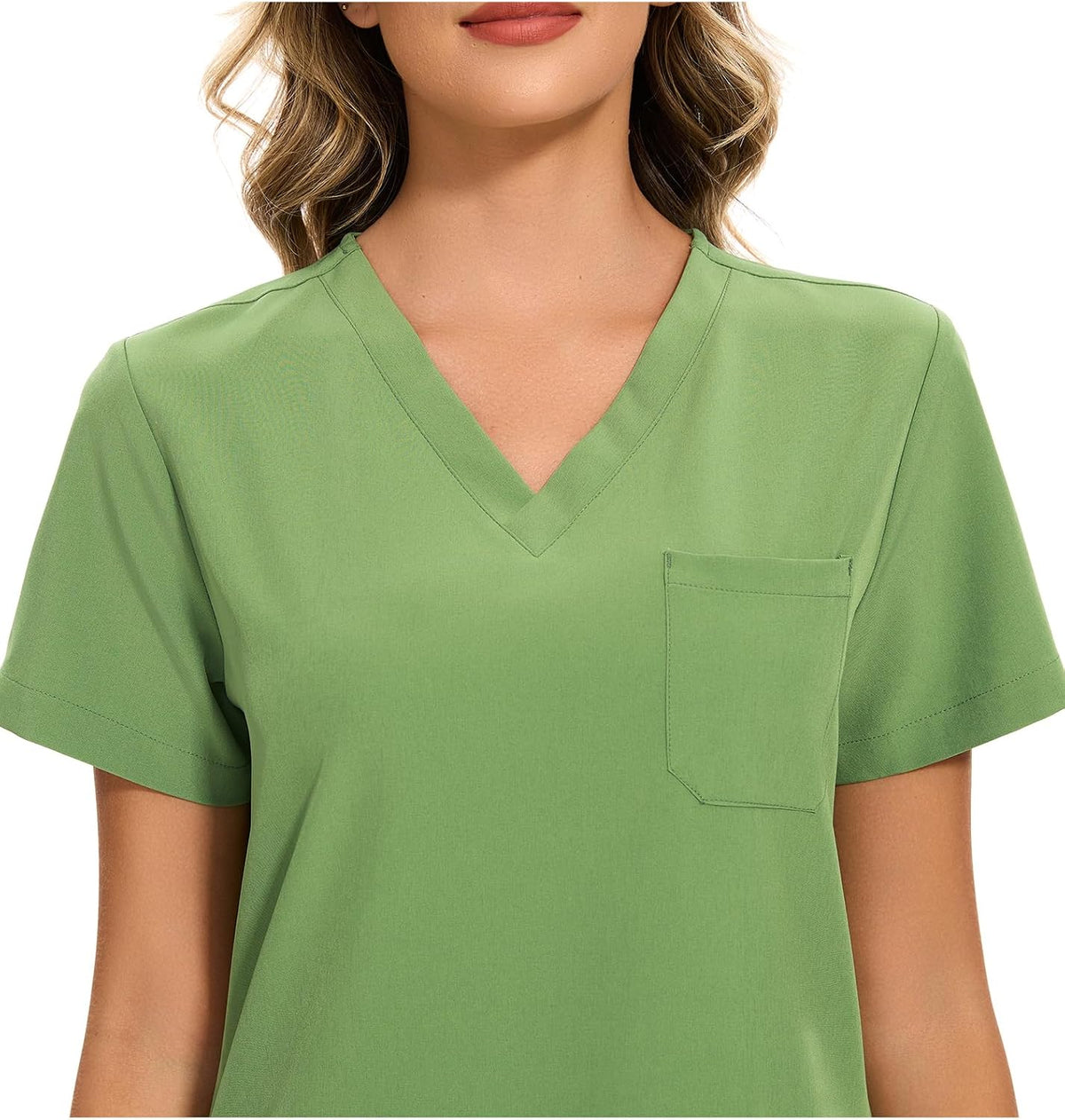 Luna V-Neck Scrub Top — Beanstalk Green — 4