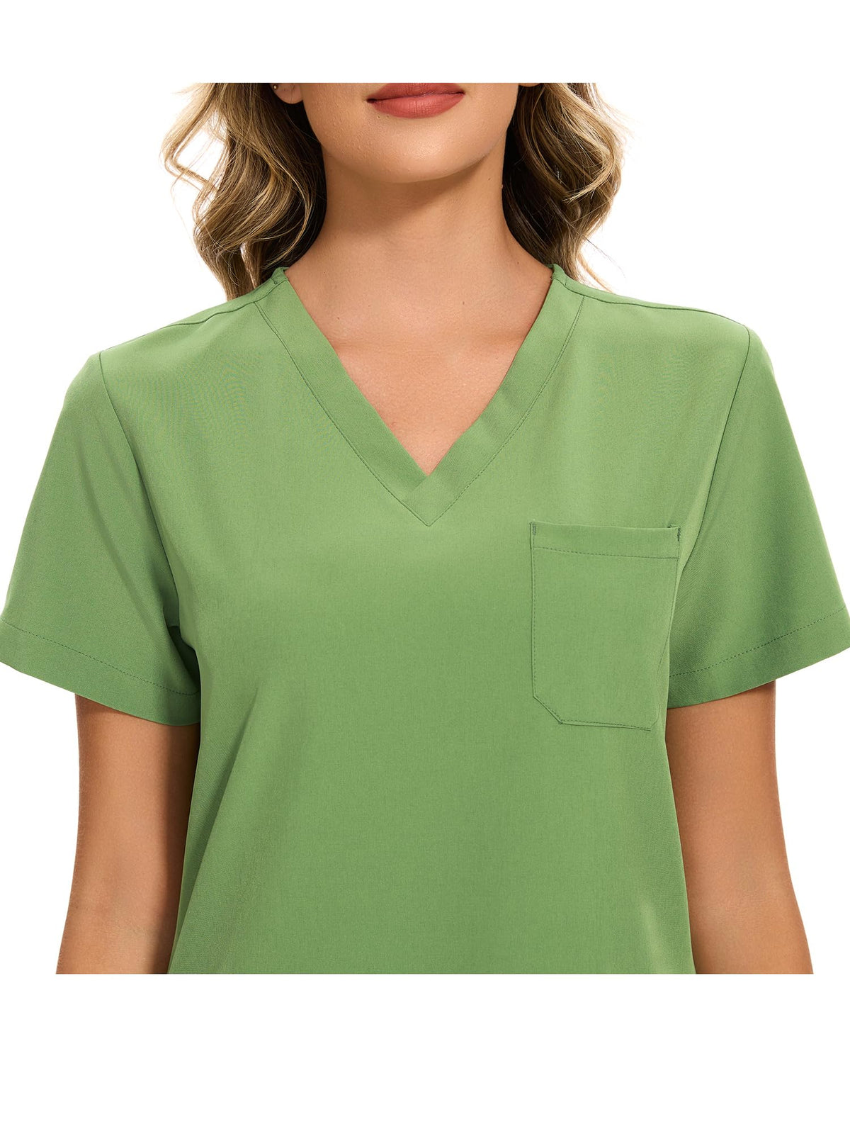 Luna V-Neck Scrub Top — Beanstalk Green — 4