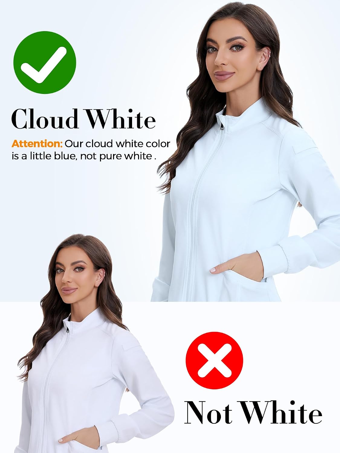 Juno Zip Front Scrub Jacket — Cloud White — 2