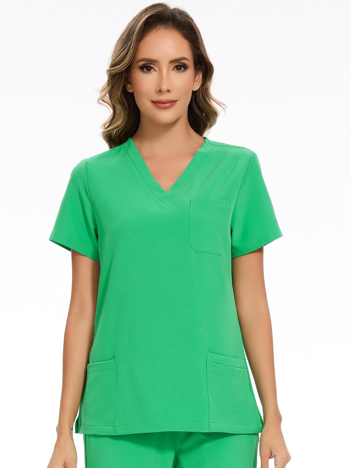 Luna V-Neck Scrub Top — Deep Mint Green — 3