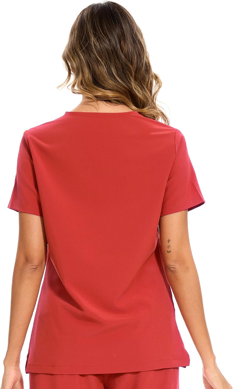 Luna V-Neck Scrub Top — Red — 3