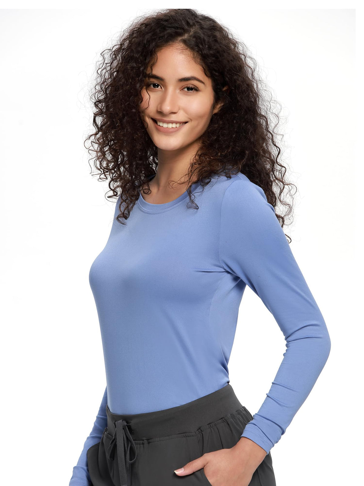 Mira Long Sleeve Crew Neck Underscrub 2-Pack — Ceil Blue/Ceil Blue — 4