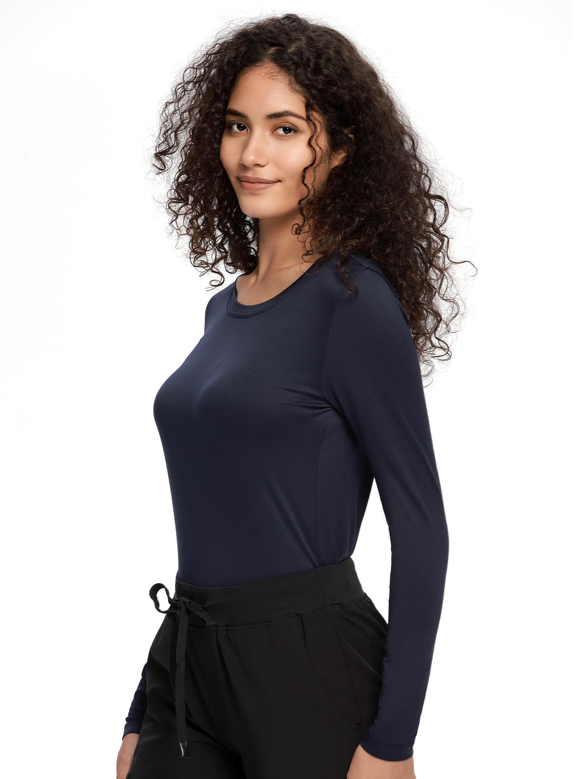 Mira Long Sleeve Crew Neck Underscrub 2-Pack — Navy Blue/Navy Blue — 4