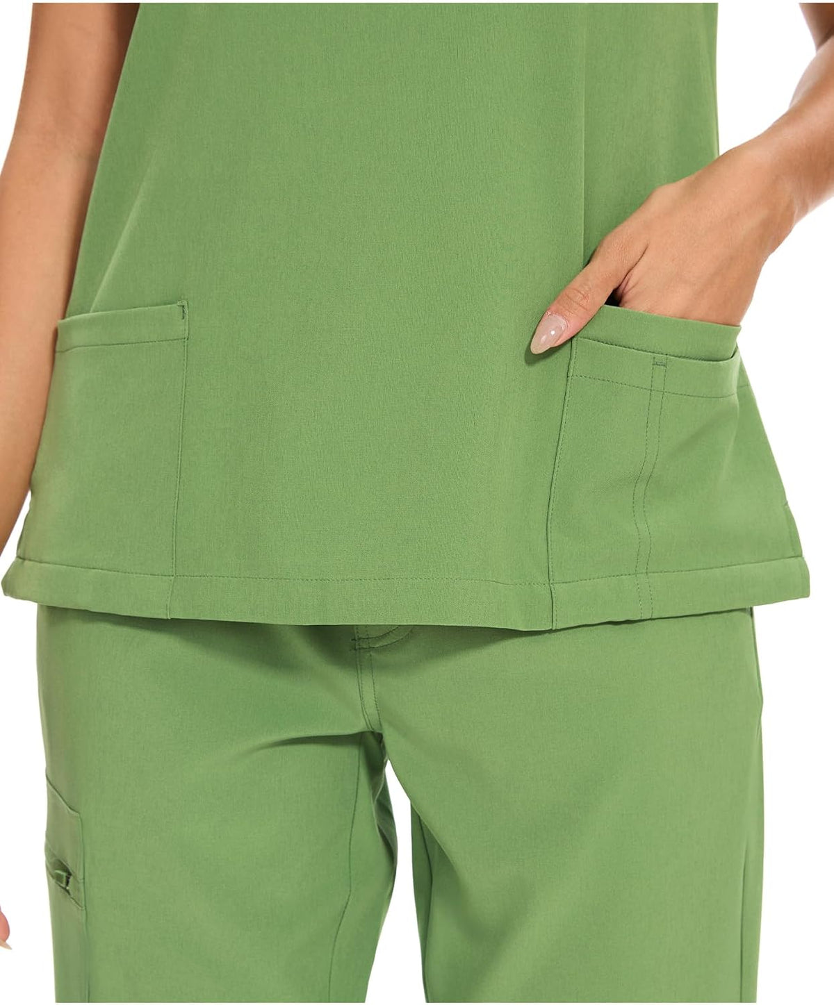 Luna V-Neck Scrub Top — Beanstalk Green — 5