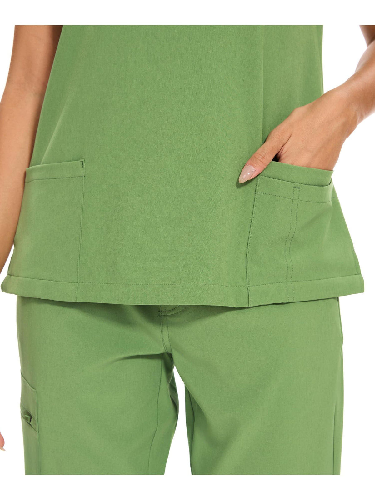 Luna V-Neck Scrub Top — Beanstalk Green — 5