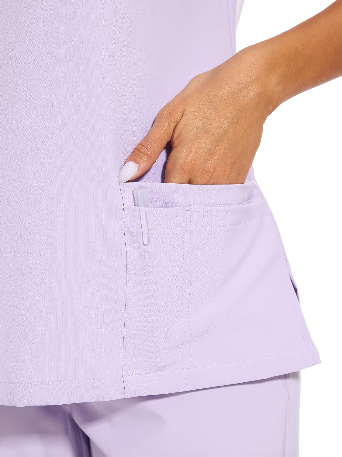 Luna V-Neck Scrub Top — Light Lilac Purple — 5