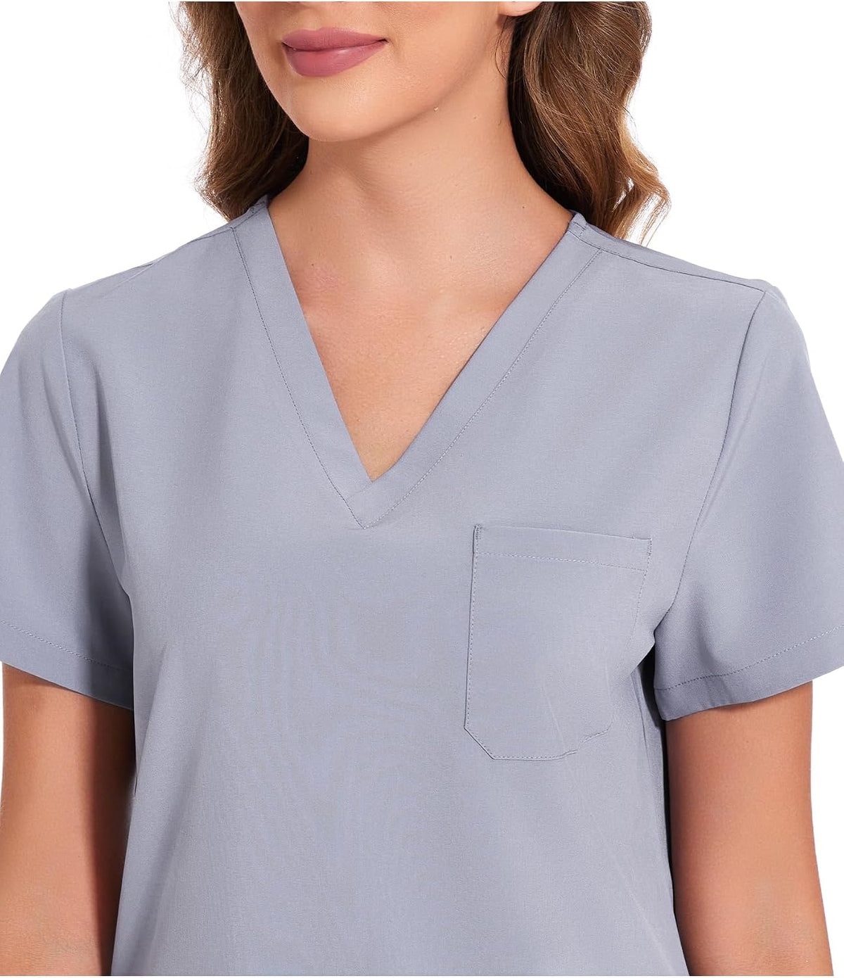 Luna V-Neck Scrub Top — Light Grey — 4