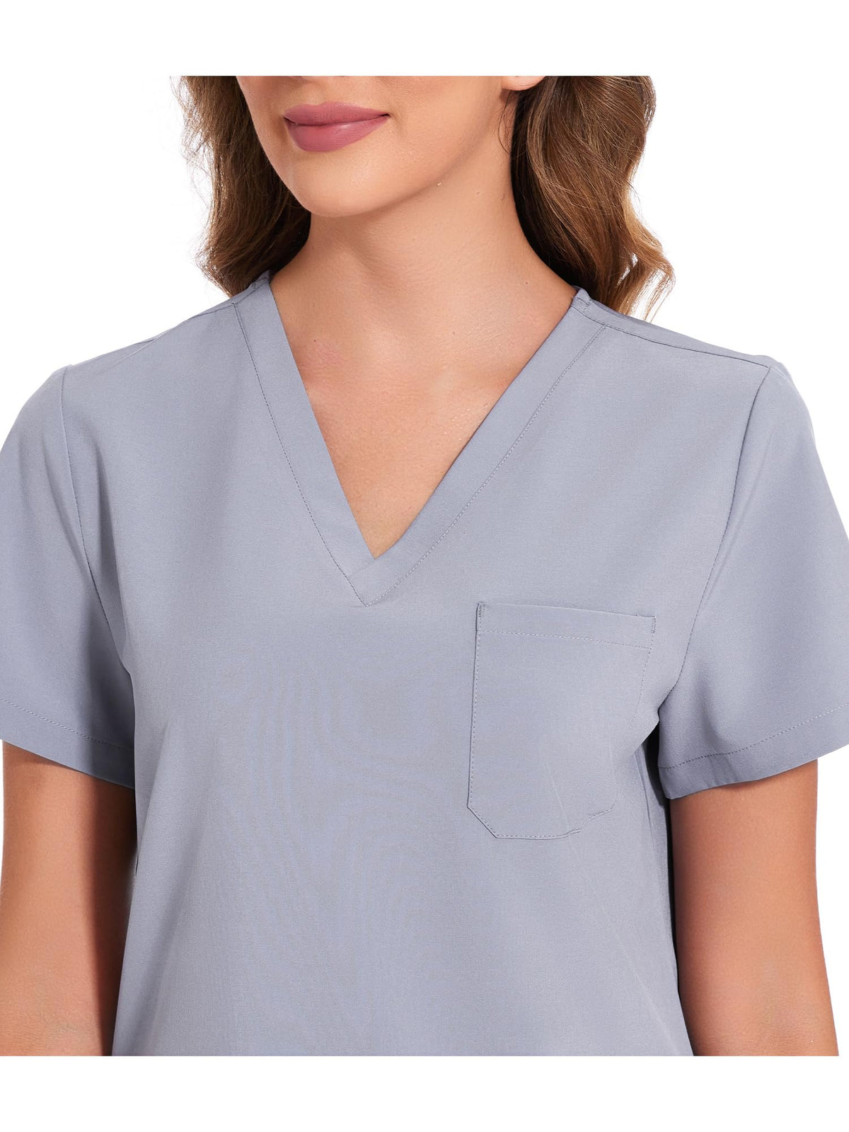 Luna V-Neck Scrub Top — Light Grey — 4