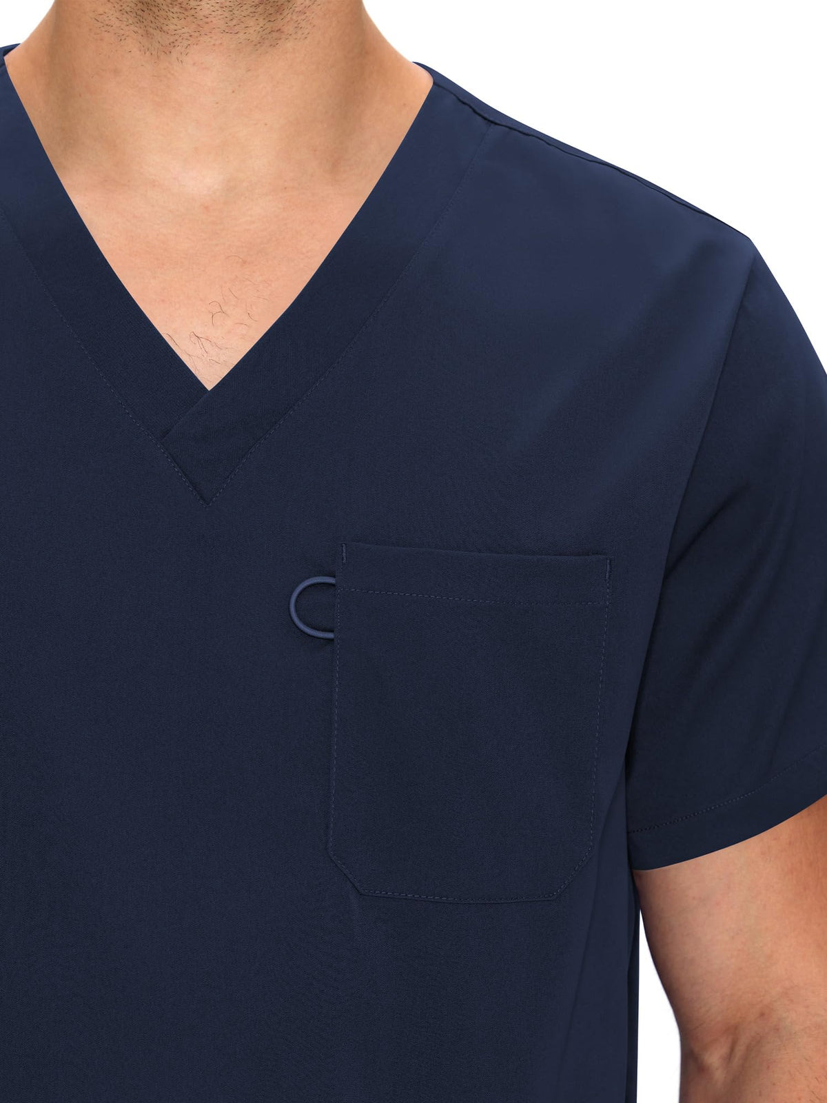 Orion V-Neck Scrub Top, Navy Blue, V-Neck and Chest Pocket Detail
