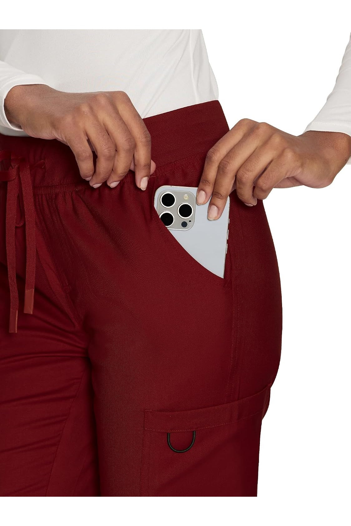 COZYFIT women's burgundy straight-leg cargo scrub pants - image 3