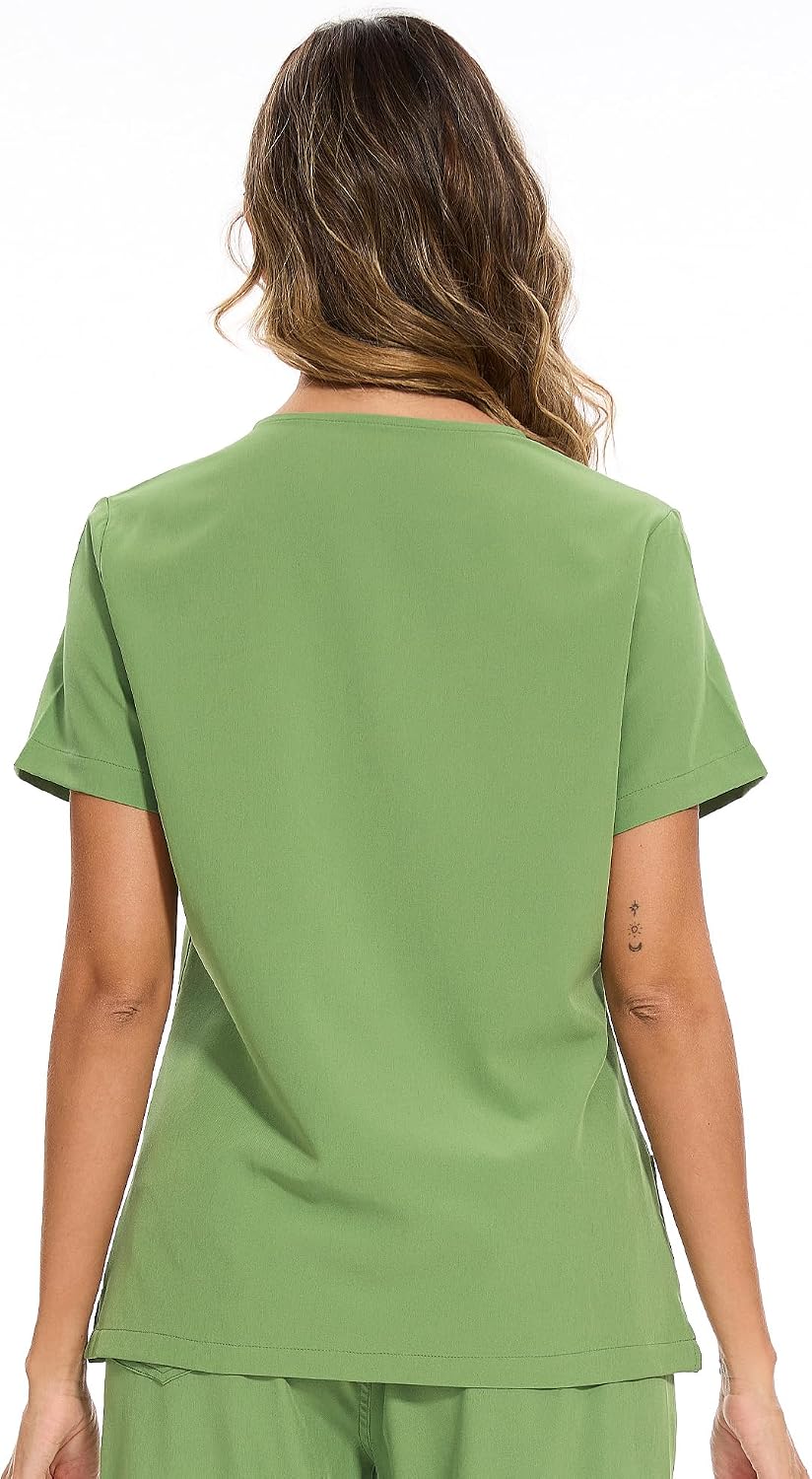Luna V-Neck Scrub Top — Beanstalk Green — 3