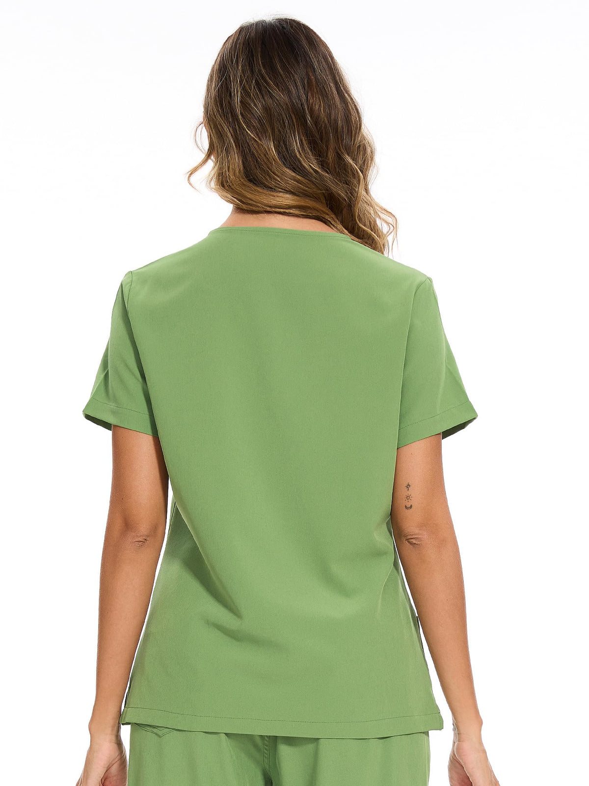 Luna V-Neck Scrub Top — Beanstalk Green — 3