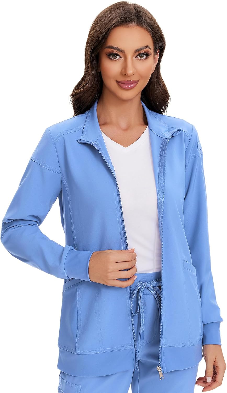 Juno Zip Front Scrub Jacket — True Ceil Blue — 4