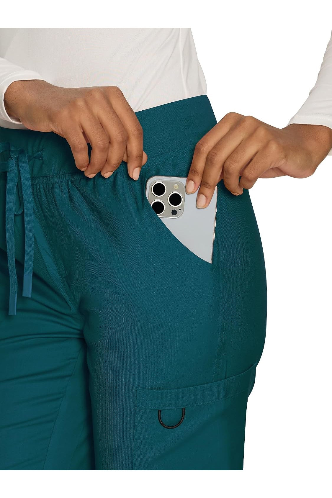 COZYFIT women's caribbean blue straight-leg cargo scrub pants - image 3