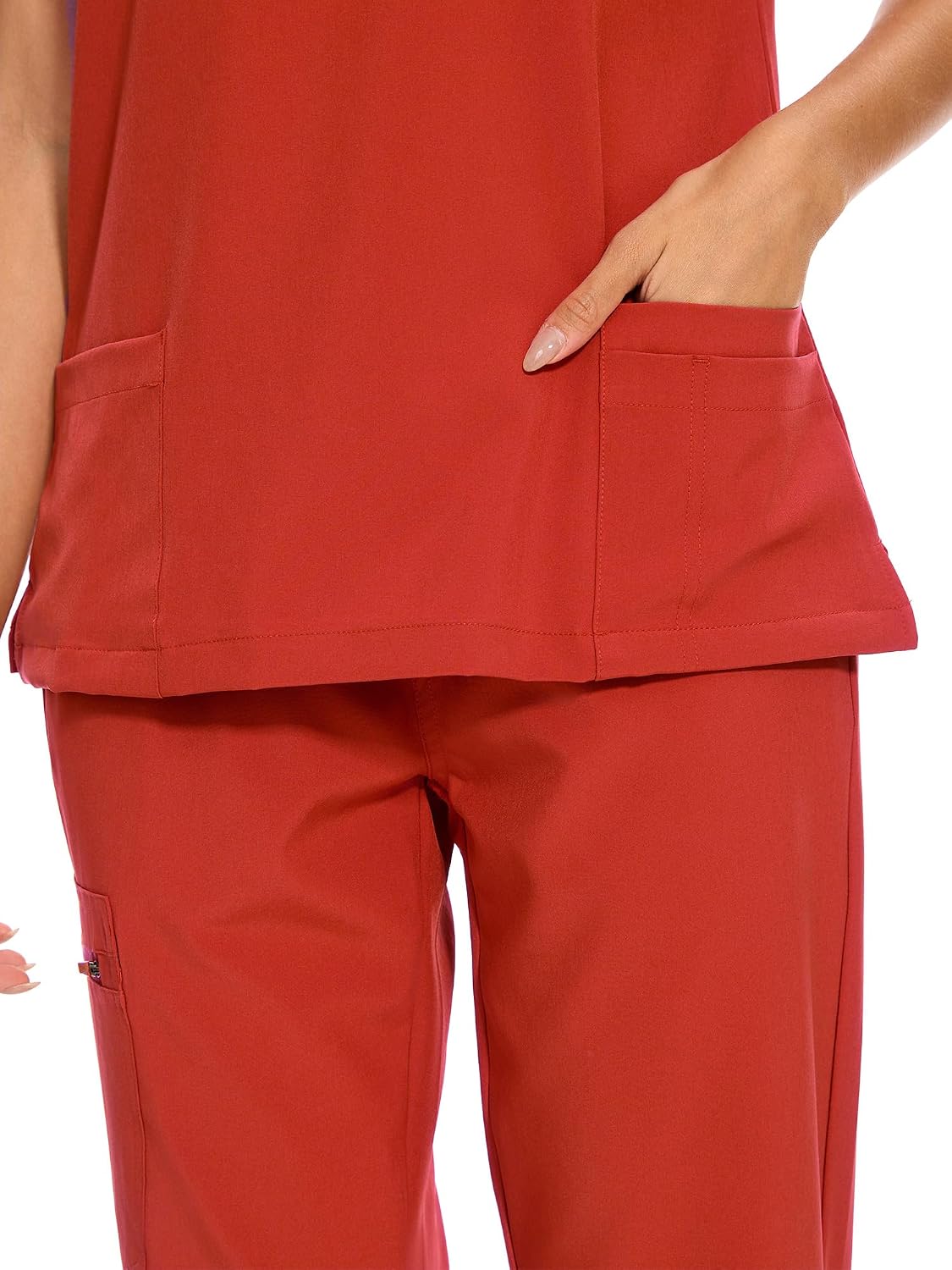 Luna V-Neck Scrub Top — Red — 5